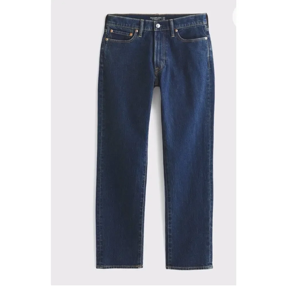 Abercrombie & Fitch High Rise 90s Straight Jean Dark Blue Size 31 Fits 35 NWT